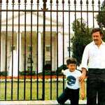 image for Pablo Escobar in front of white house while being a wanted drug lord.