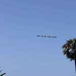 image for [OC] Plane over Santa Monica Beach with bday wishes for Trump