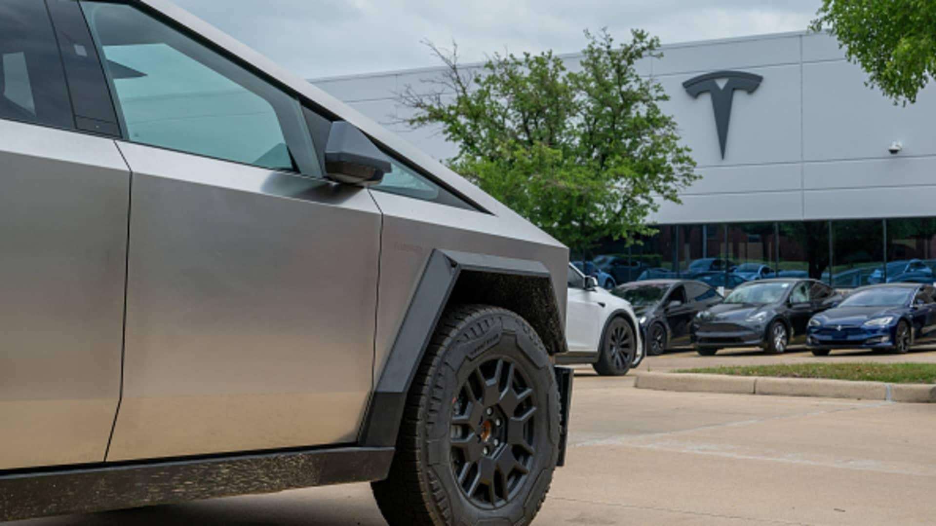 image for Tesla stock slips after report EV maker is pausing Cybertruck and Model Y production