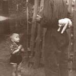 image for A little boy about to meet his new best friend on his birthday in 1955.