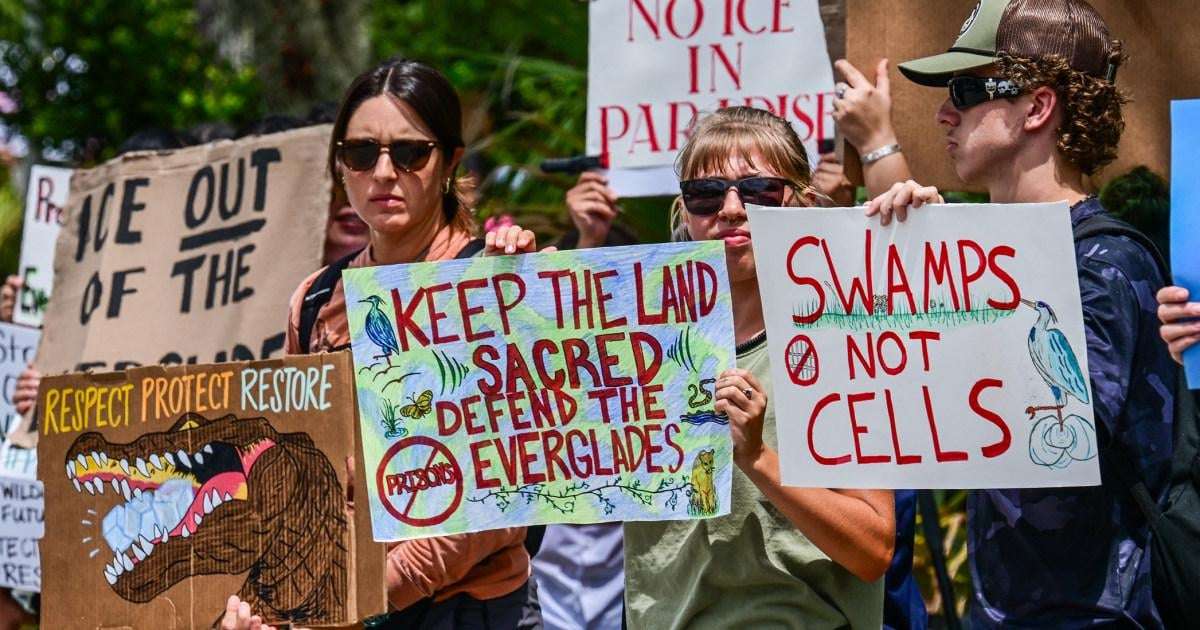 image for 'Alligator Alcatraz' immigrant detention facility opens, with Trump in attendance
