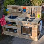image for I made a mud kitchen for my granddaughter. Hope she likes it