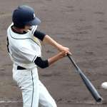 image for Japanese high school baseball player born with symbrachydactyly delivers a single to left field.