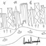 image for A Trump doodle that was drawn in 04 auction in 19.  Trump is humble and says he never does this.