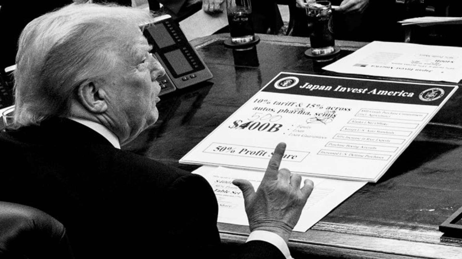 image for Japan trade deal info on Trump's desk was altered by hand with a marker