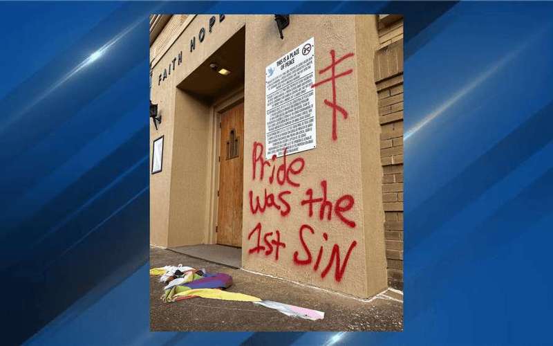 image for Life in the City church vandalized in south Austin, Pride flag torn down