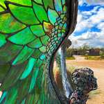 image for [OC] Stained glass wings on my warrior goddess sculpture