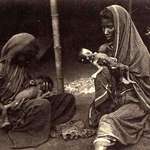 image for Mothers holding their starving infants during the 1877 Madras Famine in British-ruled India.