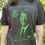 image for Lizard Reagan screen printed on a shirt — not exactly a tribute