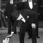 image for Winston Churchill strokes a cat on Liverpool Street, London, May 24, 1952