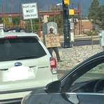 image for Saw this on my way to work. Standing in 80 degree heat, unflinching. Respect and truth.
