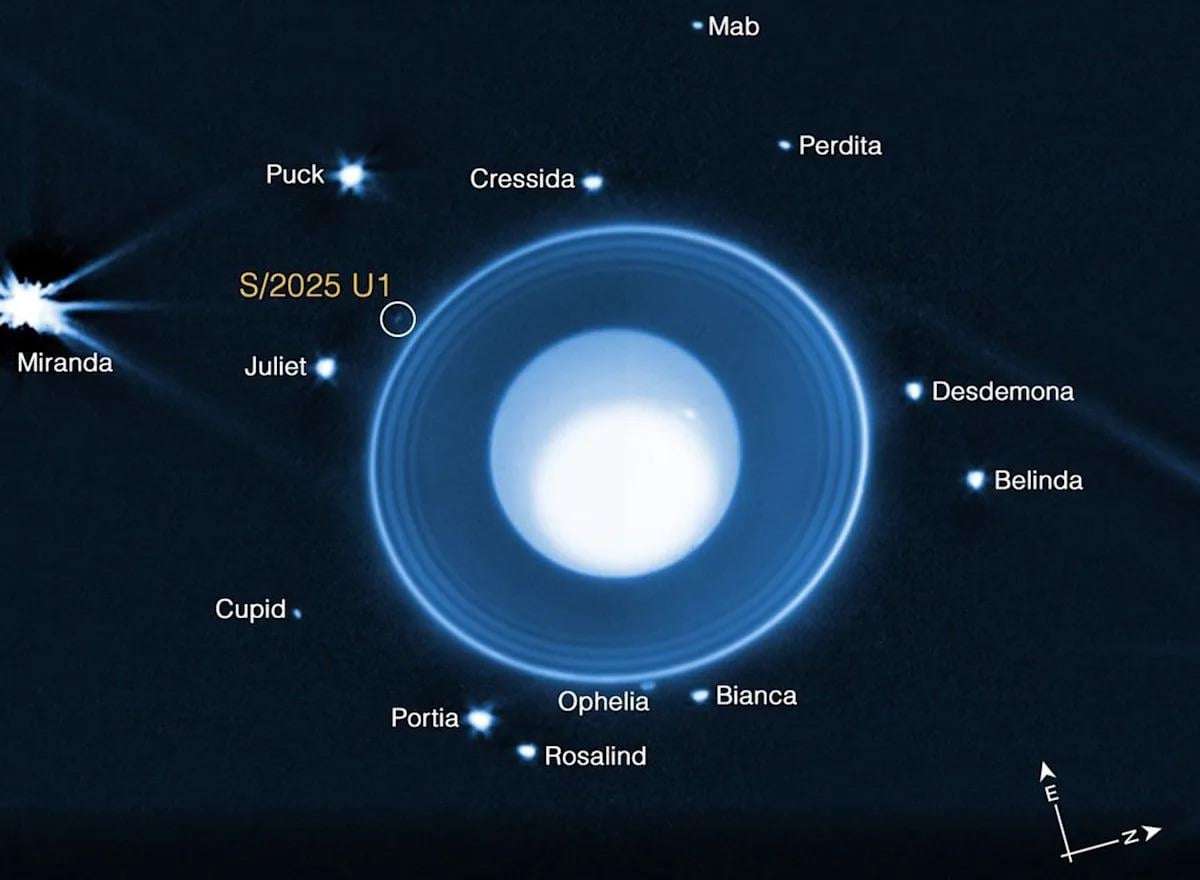 image for A new moon discovered orbiting Uranus is so small, you could walk it in two hours