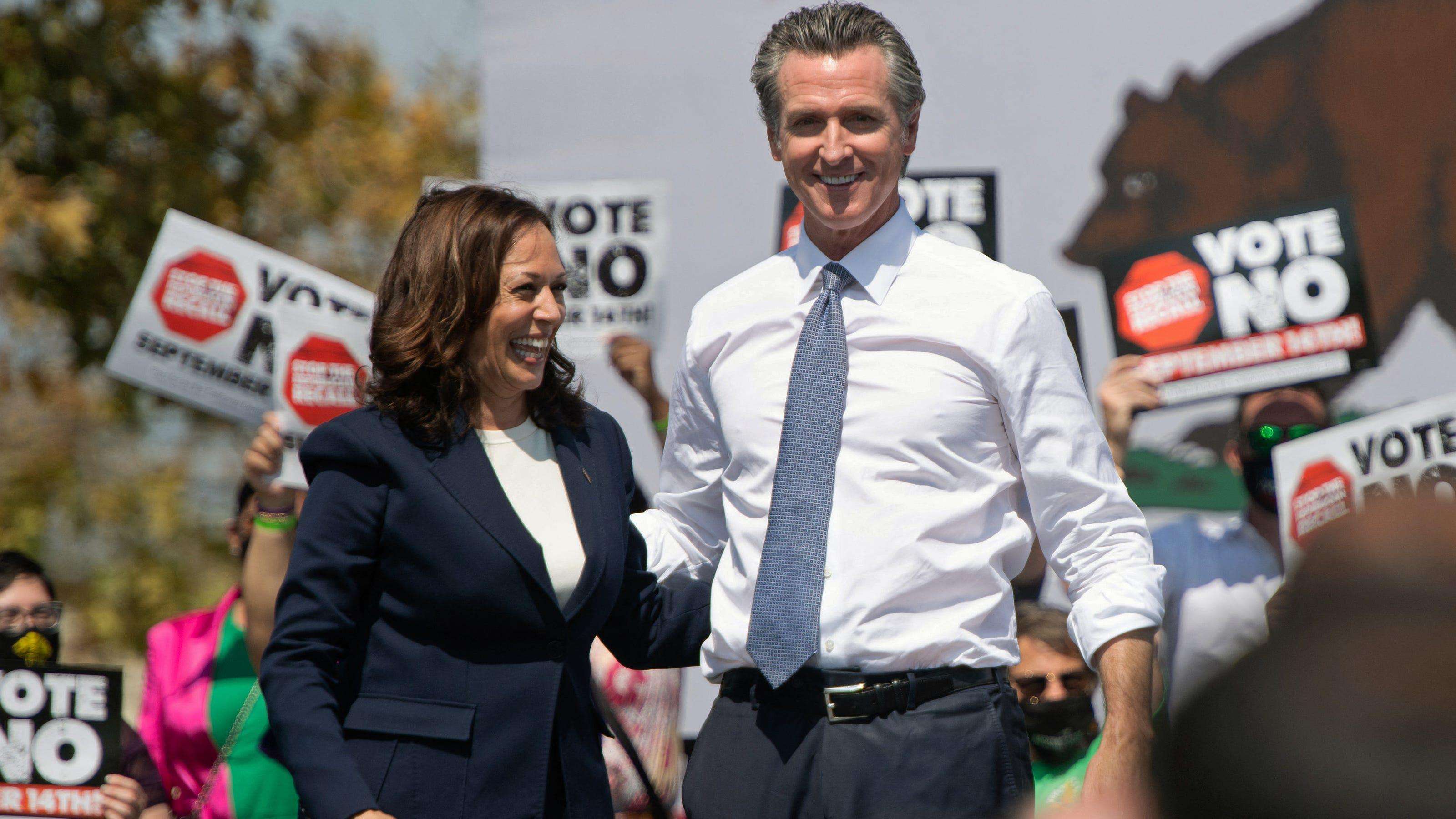 image for Gavin Newsom tops Kamala Harris in 2028 presidential poll of California Democrats