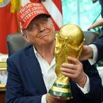 image for POTUS, joking about keeping the gold WC trophy for himself, weeks after keeping Chelsea’s CWC trophy