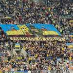 image for Ukrainian fans display “Fortress Of Europe” banner at the Ukraine-France game yesterday