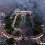 image for Nepal Parliament set on fire during protests, another angle.