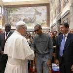 image for Pharrell Williams with Pope Leo XIV | Photo Credits to Catholic News Agency (CNA)