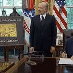 image for US President Donald Trump promoting the Trump Gold Card with Epstein's neighbour, Howard Lutnick