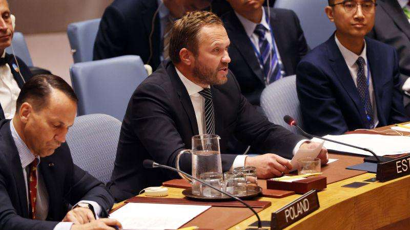 image for Russia condemned for jet incursions over Estonia at a heated UN Security Council emergency meeting