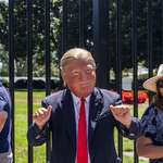 image for [OC] Man wearing Trump mask in front of the White House.