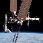 image for Space shuttle Endeavour docked at the ISS. May, 2011 [4032x6048] not [OC]