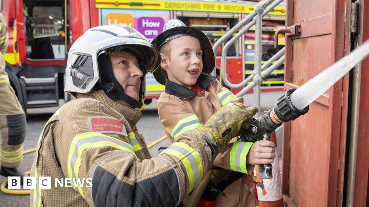image for Boy with rare condition has firefighter wish come true