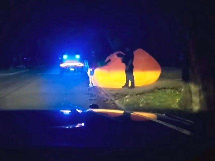 image for 'IT KEPT BLOWING AWAY': Runaway inflatable pumpkin spooks Ohio police
