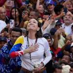 image for Nobel Peace Prize winner Maria Corina Machado addresses supporters at a protest against Maduro