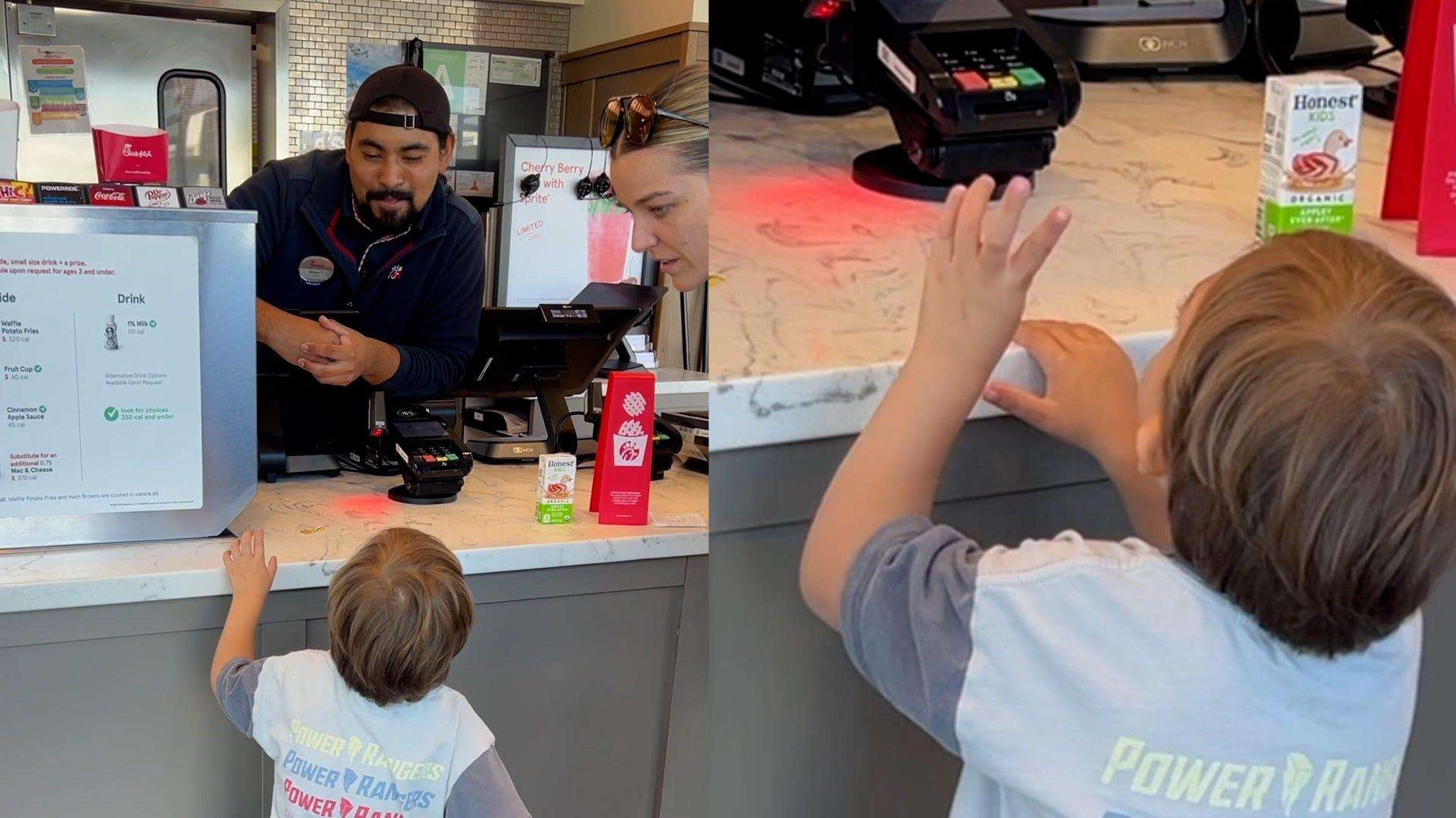 image for Boy who is deaf signs his name for the first time after cashier’s ASL surprise