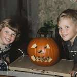 image for Oc: My brother and me with our carved jack 'o lattern 1957