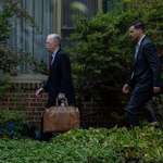 image for OC: John Bolton leaves his home on Friday. He's expected to surrender after a federal indictment.