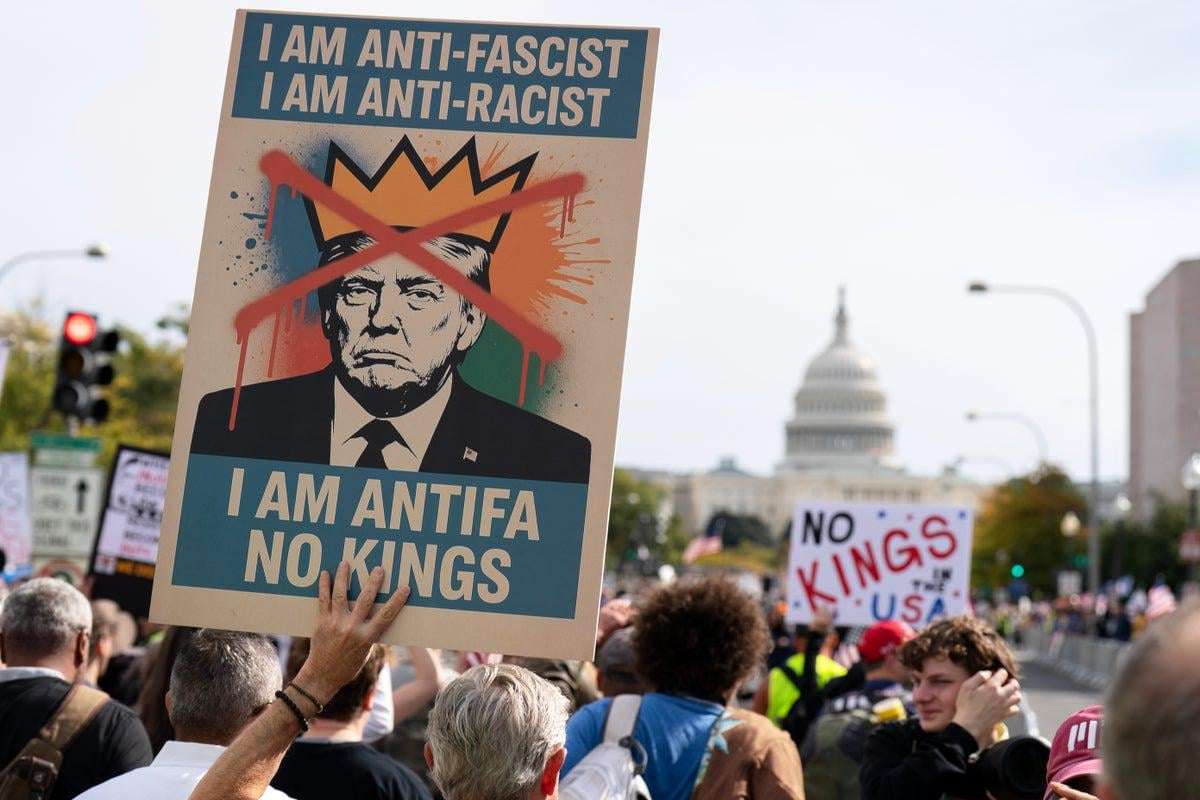 image for ‘No Kings’ protests pass in festival atmosphere as an estimated 7 million across US rally against Trump’s ‘authoritarianism’