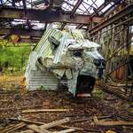 image for Giant polar bear statue inside abandoned building (OC)