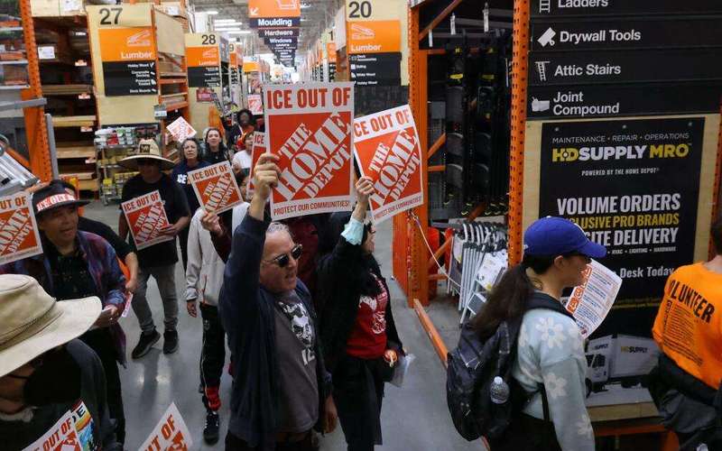 image for Day laborer organizers protest Home Depot, pressuring it to “scrape ICE out of their stores.”
