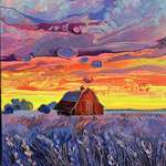 image for my latest painting “Rye Fields at Sunset” (OC)