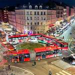 image for Four buses got stuck in a roundabout this morning in Oslo