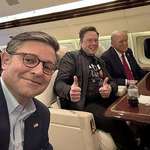 image for Mike Johnson, Elon Musk, and Donald Trump on Trump Force One, November 16th 2024