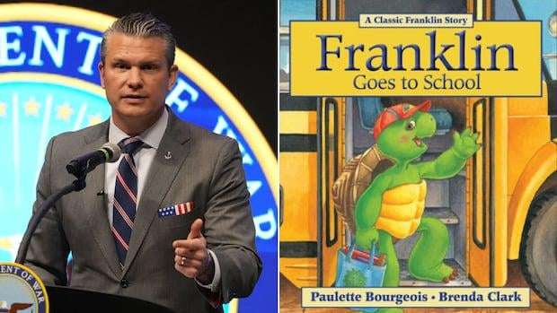 image for Pete Hegseth's use of Canadian character Franklin the turtle in post about boat strikes prompts anger, mockery