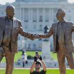 image for “Best Friends Forever” statue of Donald Trump (left) and Jeffrey Epstein (right) in Washington, D.C.