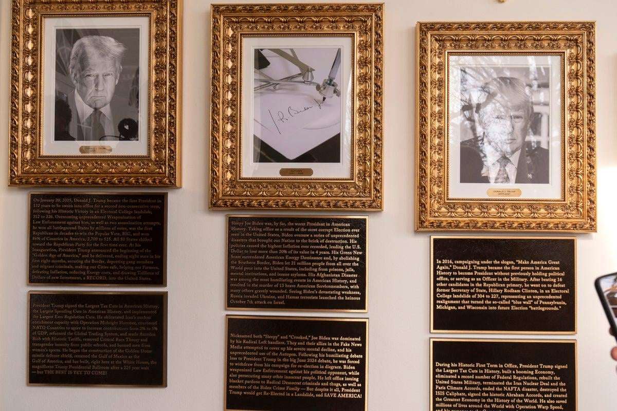 image for White House adds plaques below Biden and Obama portraits, calling them ‘the worst President in American history’ and ‘divisive’