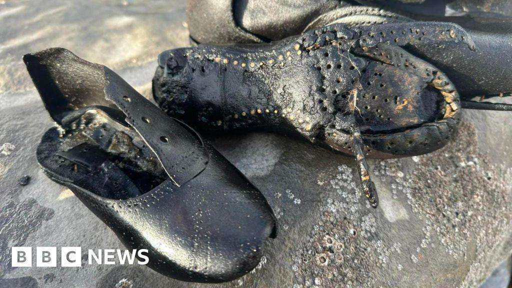 image for Mystery as hundreds of Victorian shoes wash up on Ogmore beach