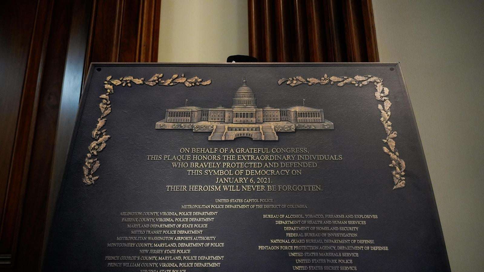 image for Jan. 6 plaque made to honor law enforcement nowhere to be found at the Capitol