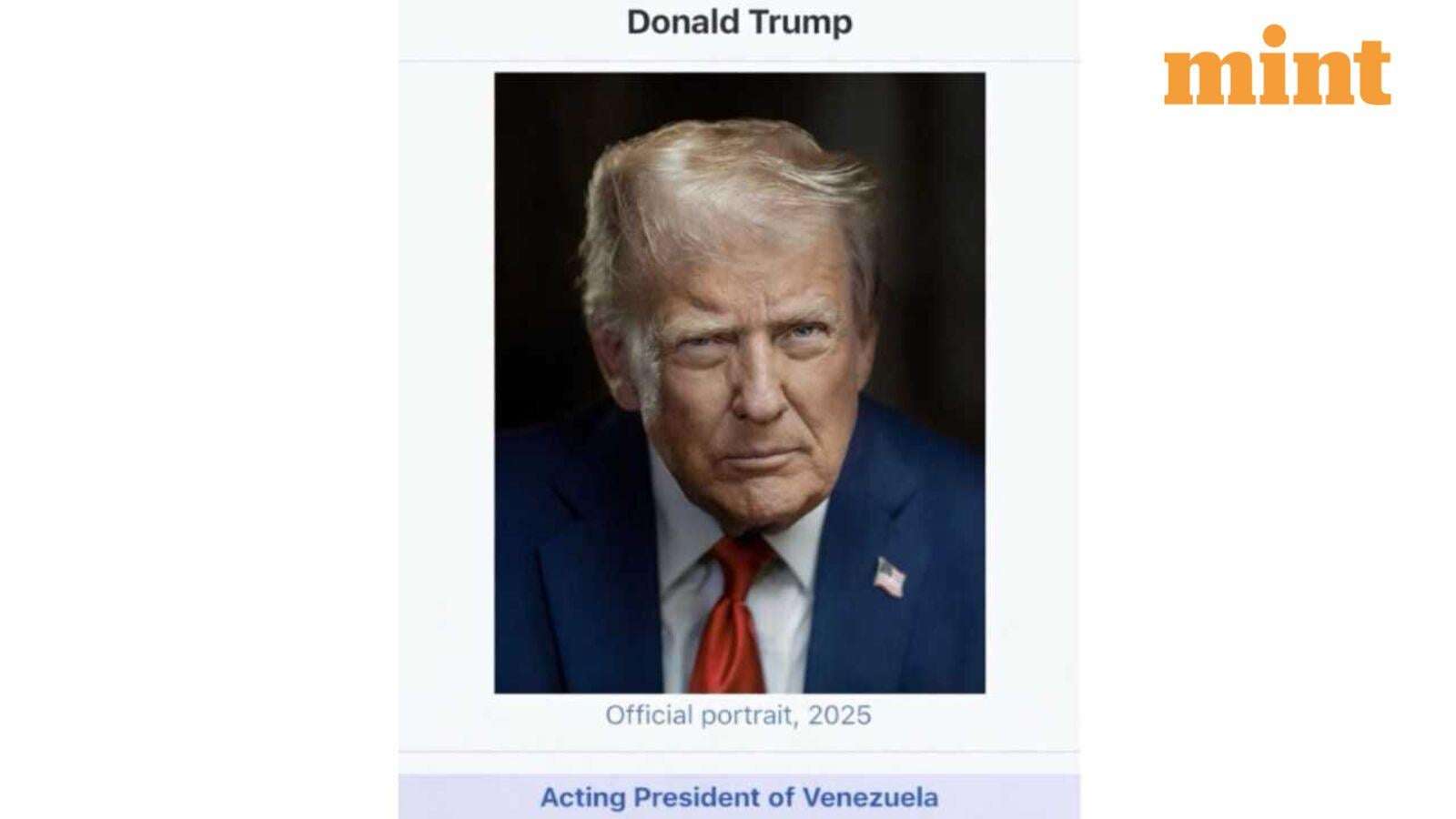 image for Trump posts picture of himself as ‘Acting President of Venezuela’