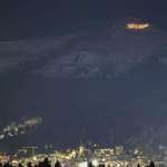 image for "No kings" above the World Economic Forum in Davos, Switzerland