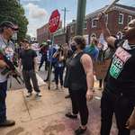 image for Somebody not bringing a gun to a protest in Charlotteseville. Aug. 12, 2017. Photo: Evelyn Hockstein