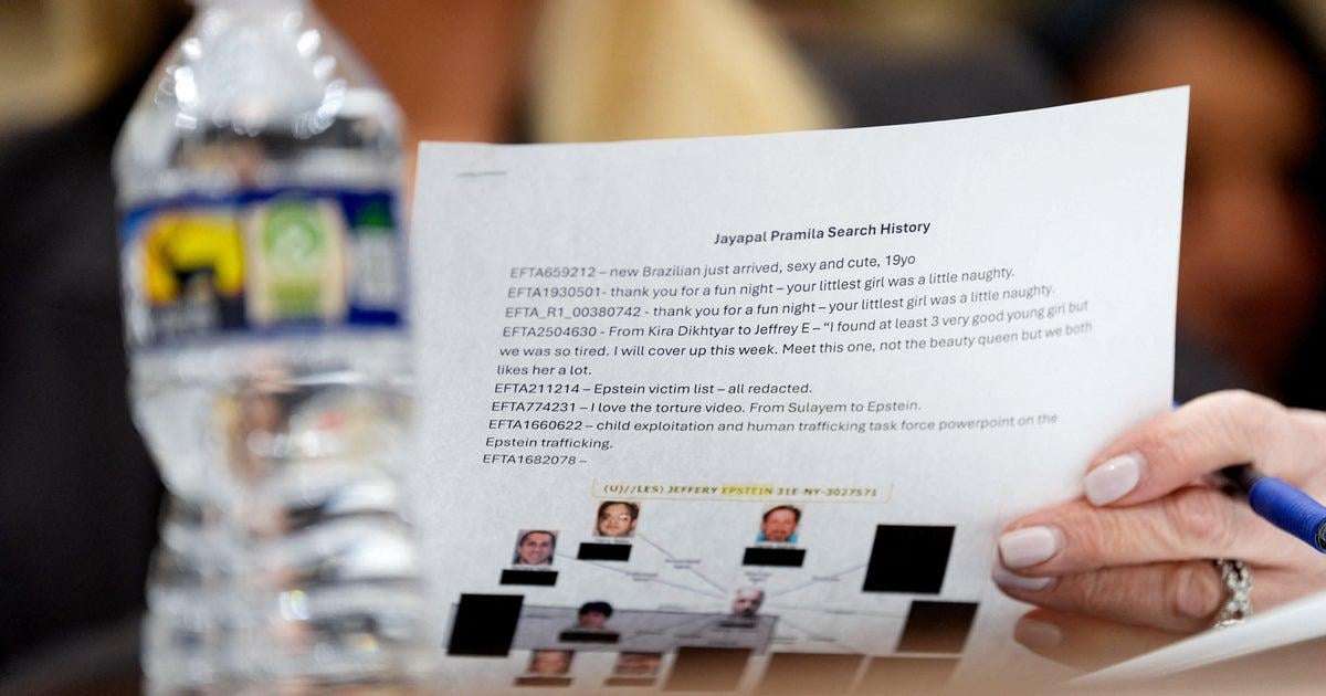 image for Bondi had list of a Democratic lawmaker's Epstein files "search history" during Capitol Hill hearing