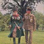 image for 112 year old Teimruz Vanacha, a World War I veteran, alongside his son Ivan, a World War II veteran