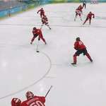 image for 8 Czechia skaters vs 5 Canadians. Both goalies still in.