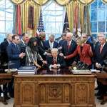 image for Evangelical leaders return to Oval Office to pray over Trump