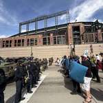 image for No Kings Protesters Meet Denver Police Outside Rockies Stadium